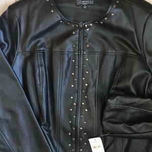 Women’s plus size black faux leather jacket new